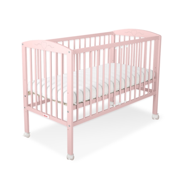 Lettino in Legno 120x60cm Rosa Cipria Cuori