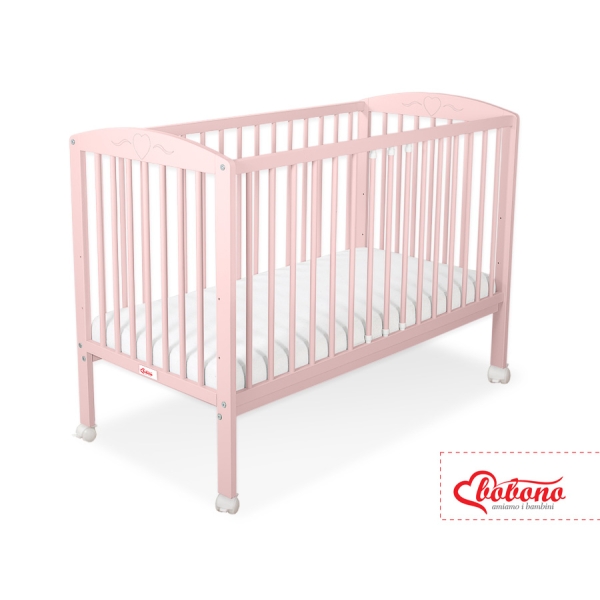 Lettino in Legno 120x60cm Rosa Cipria Cuori