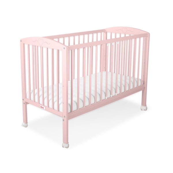 Lettino in Legno 120x60cm Rosa Cipria Cuori