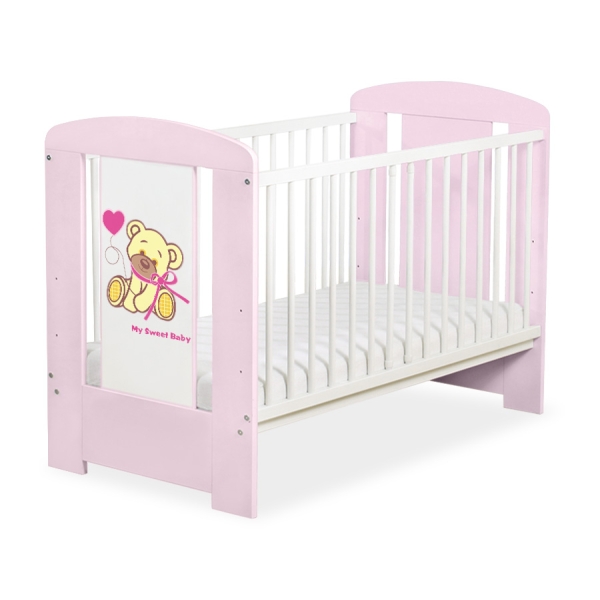 Lettino in Legno 120x60cm Rosa Nastro