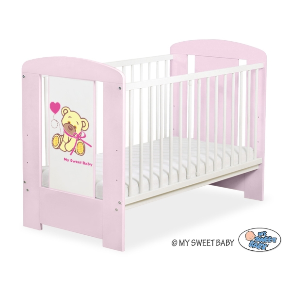 Lettino in Legno 120x60cm Rosa Nastro
