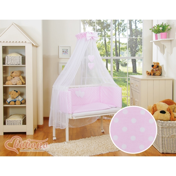 Lettino Neonati da Attaccare Rosa Pois Bianchi Cuori