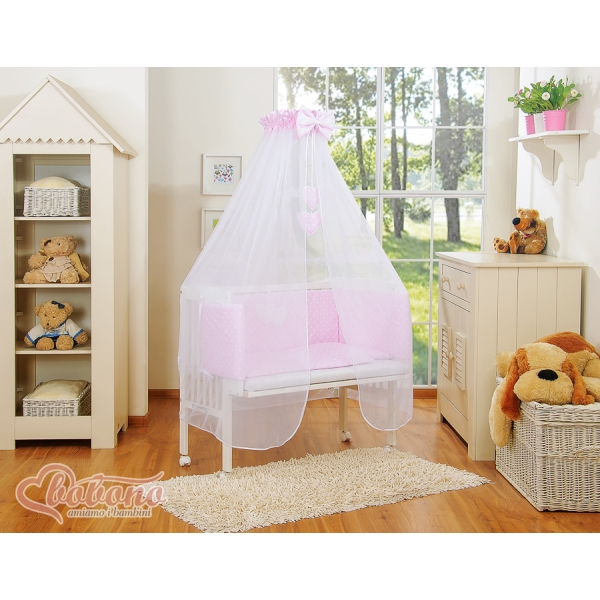 Lettino Neonati da Attaccare Rosa Pois Bianchi Cuori