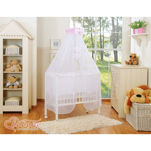 Lettino Neonati da Attaccare Rosa Pois Bianchi Cuori