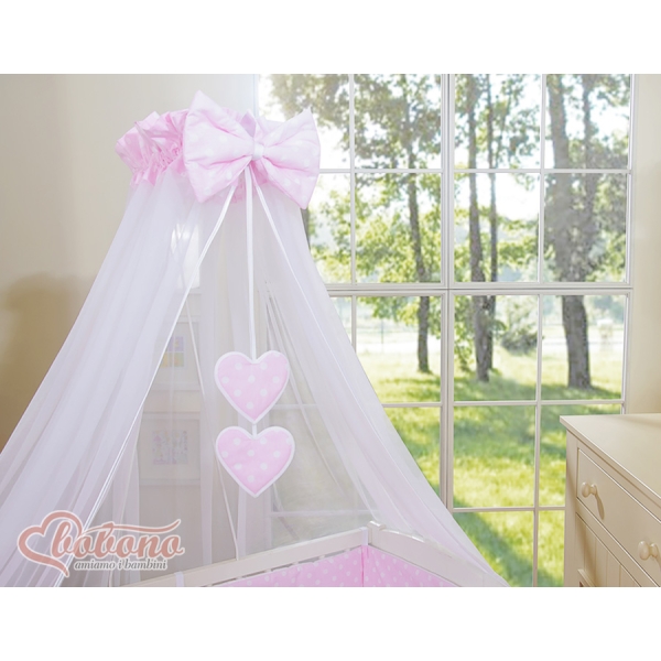 Lettino Neonati da Attaccare Rosa Pois Bianchi Cuori