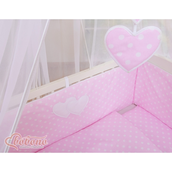 Lettino Neonati da Attaccare Rosa Pois Bianchi Cuori