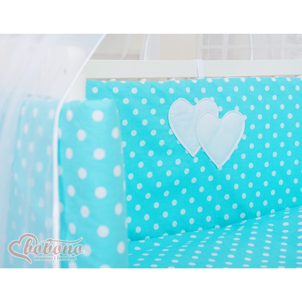 Lettino Neonati da Attaccare Turchese Pois Bianchi Cuori