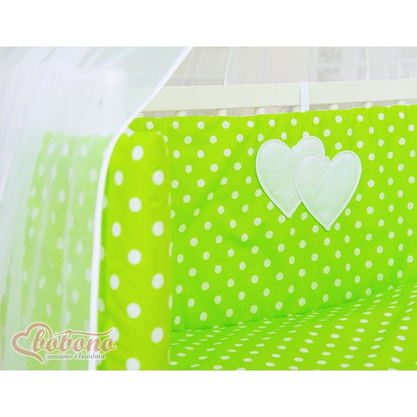 Lettino Neonati da Attaccare Verde Pois Bianchi Cuori