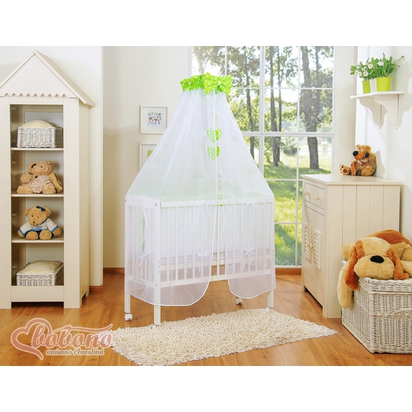 Lettino Neonati da Attaccare Verde Pois Bianchi Cuori