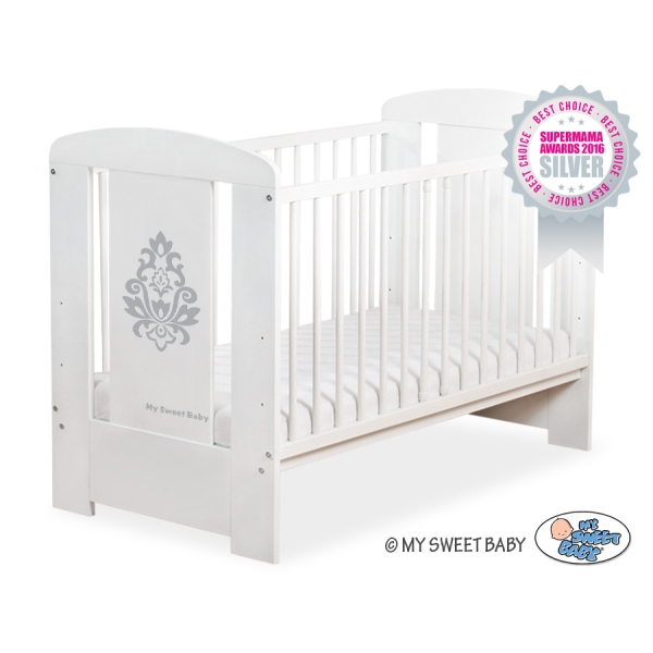 Lettino Neonato 120x60cm Bianca Grigio Glamour
