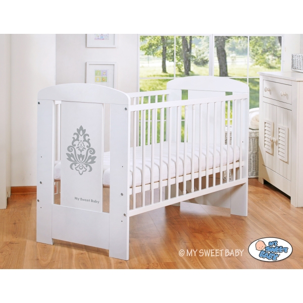 Lettino Neonato 120x60cm Bianca Grigio Glamour