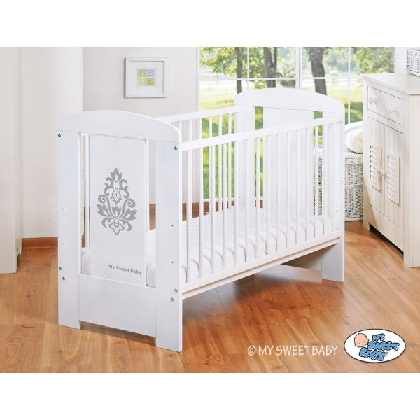 Lettino Neonato 120x60cm Bianca Grigio Glamour