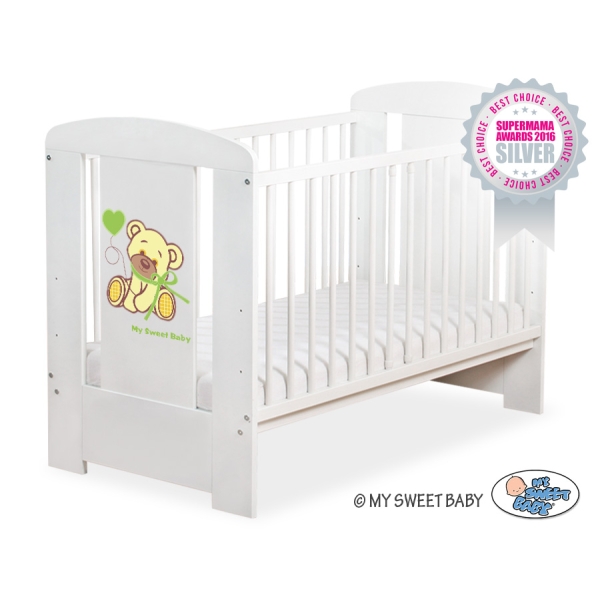 Lettino Neonato 120x60cm Bianca Verde Nastro