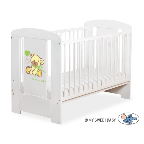 Lettino Neonato 120x60cm Bianca Verde Nastro