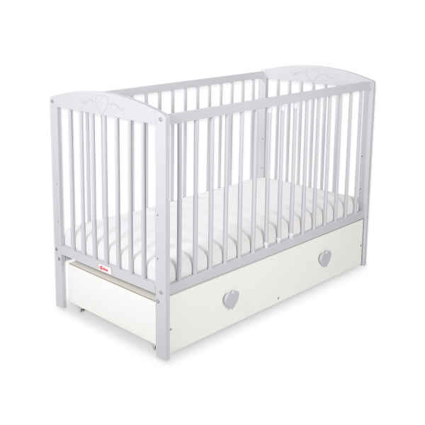 Lettino Neonato 120x60cm con Cassetto Maxi Cuori