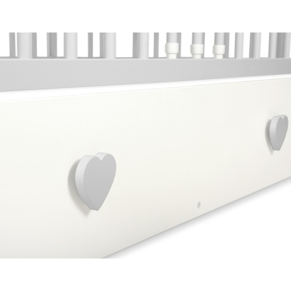 Lettino Neonato 120x60cm con Cassetto Maxi Cuori