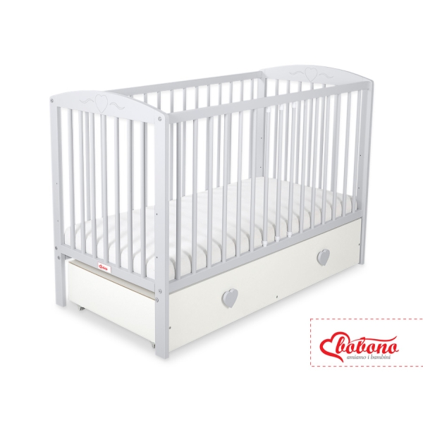 Lettino Neonato 120x60cm con Cassetto Maxi Cuori