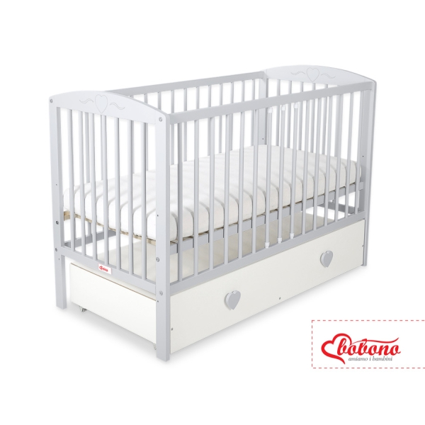 Lettino Neonato 120x60cm con Cassetto Maxi Cuori