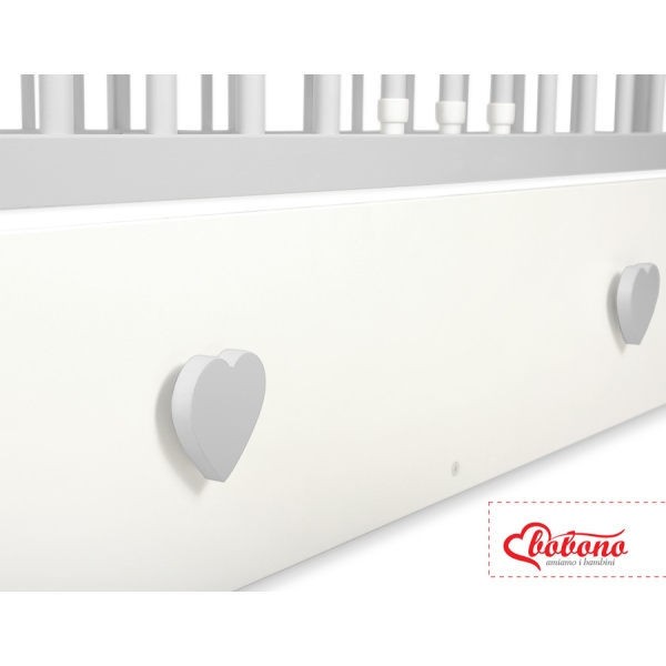 Lettino Neonato 120x60cm con Cassetto Maxi Cuori