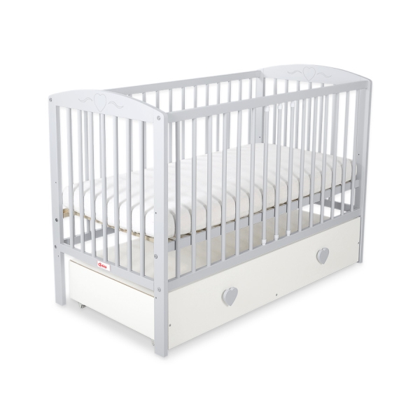 Lettino Neonato 120x60cm con Cassetto Maxi Cuori