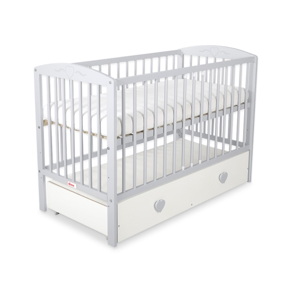 Lettino Neonato 120x60cm con Cassetto Maxi Cuori