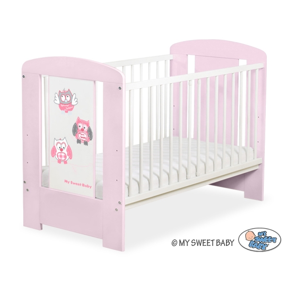 Lettino Neonato 120x60cm Marrone Rosa Gufi