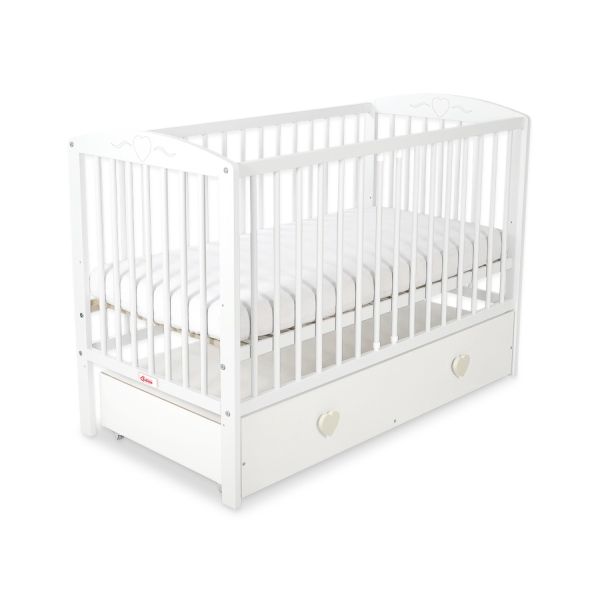 Lettino Neonato 120x60cm con Cassetto Maxi Cuori