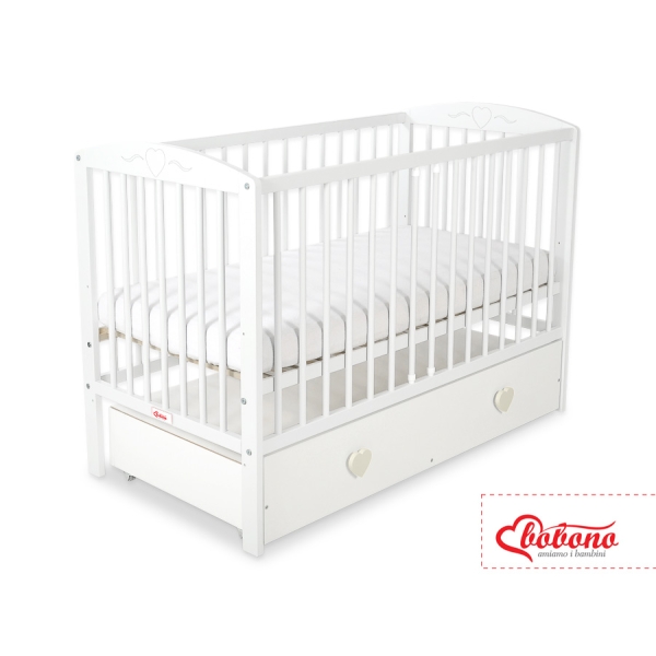 Lettino Neonato 120x60cm con Cassetto Maxi Cuori