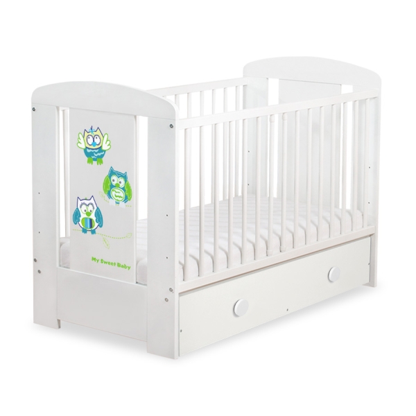 Lettino Neonato con Cassetto 120x60cm Maxi Gufi