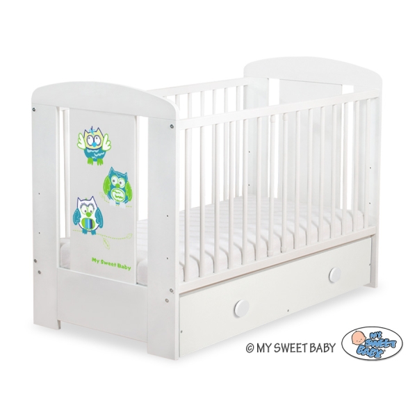 Lettino Neonato con Cassetto 120x60cm Maxi Gufi