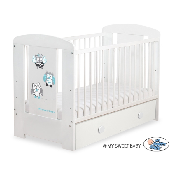 Lettino Neonato con Cassetto 120x60cm Maxi Gufi
