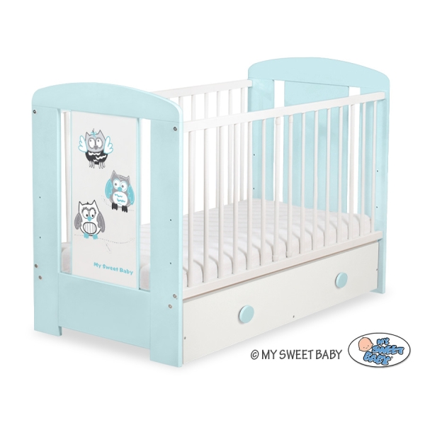 Lettino Neonato con Cassetto 120x60cm Maxi Gufi