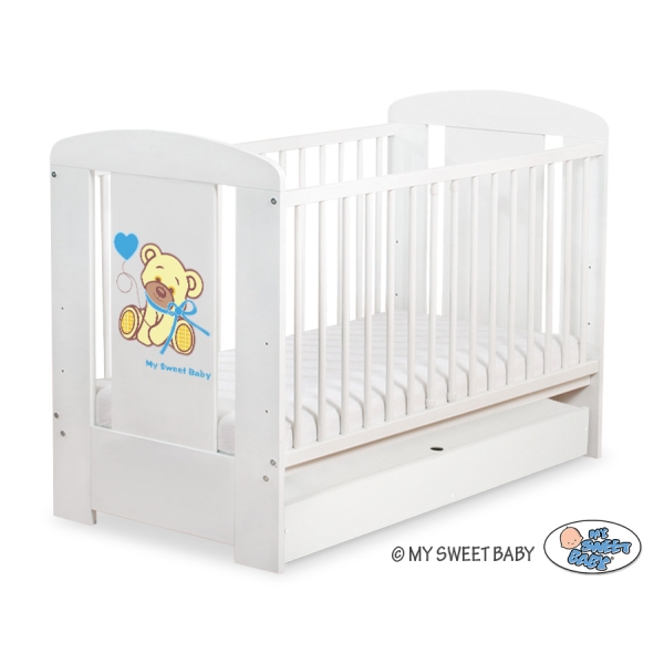 Lettino Neonato con Cassetto 120x60cm Standard Creme Nastro
