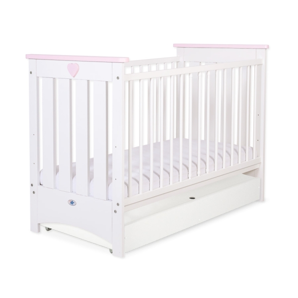 Lettino per Bambini - Lorenzo con Cassetto Standard Rosa Bianca