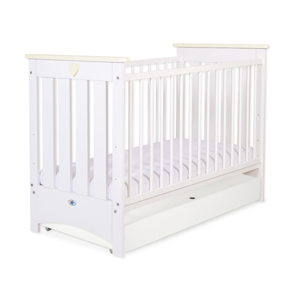 Lettino per Neonati con Cassetto - Lorenzo 60x120 cm Standard Creme Bianca