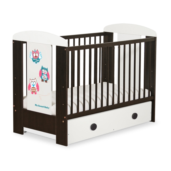 Lettino per Neonato 120x60cm con Cassetto Maxi Gufi
