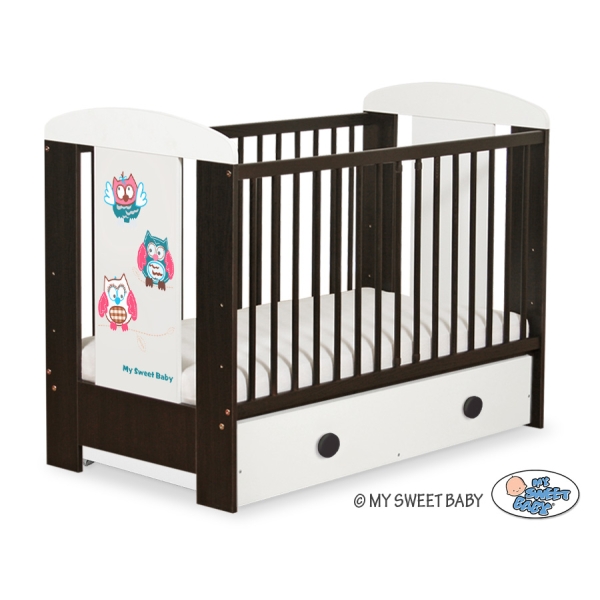 Lettino per Neonato 120x60cm con Cassetto Maxi Gufi