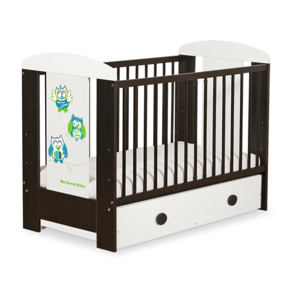 Lettino per Neonato 120x60cm con Cassetto Maxi Gufi