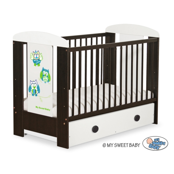 Lettino per Neonato 120x60cm con Cassetto Maxi Gufi