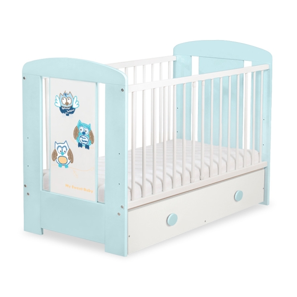 Lettino per Neonato 120x60cm con Cassetto Maxi Gufi