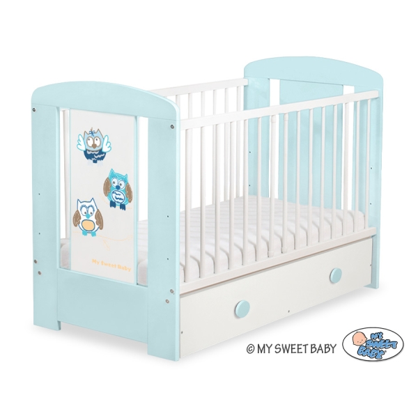 Lettino per Neonato 120x60cm con Cassetto Maxi Gufi