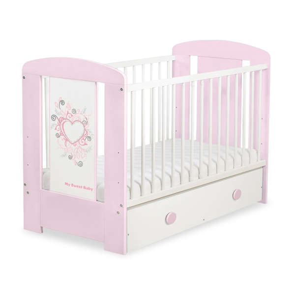 Lettino per Neonato 120x60cm con Cassetto Maxi Rosa Rosa