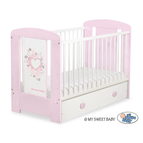 Lettino per Neonato 120x60cm con Cassetto Maxi Rosa Rosa