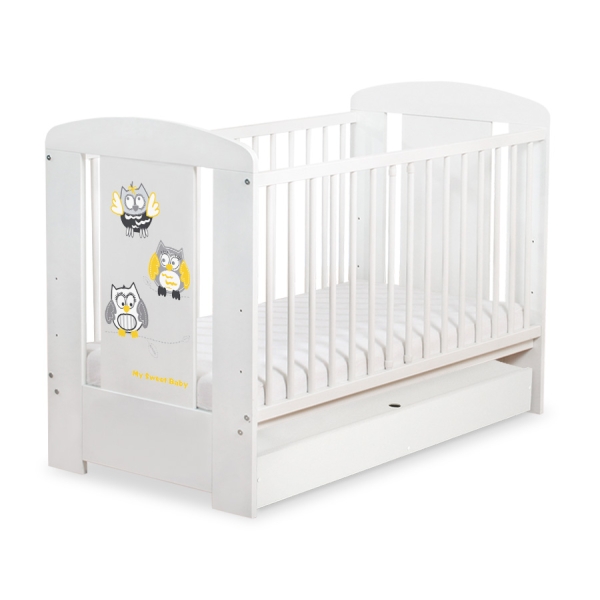 Lettino per Neonato 120x60cm con Cassetto Standard Gufi