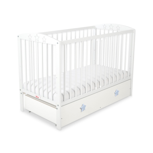 Lettino per Neonato 120x60cm con Cassetto Maxi Bianca Stelle