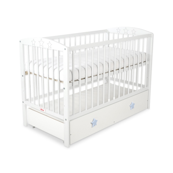 Lettino per Neonato 120x60cm con Cassetto Maxi Bianca Stelle