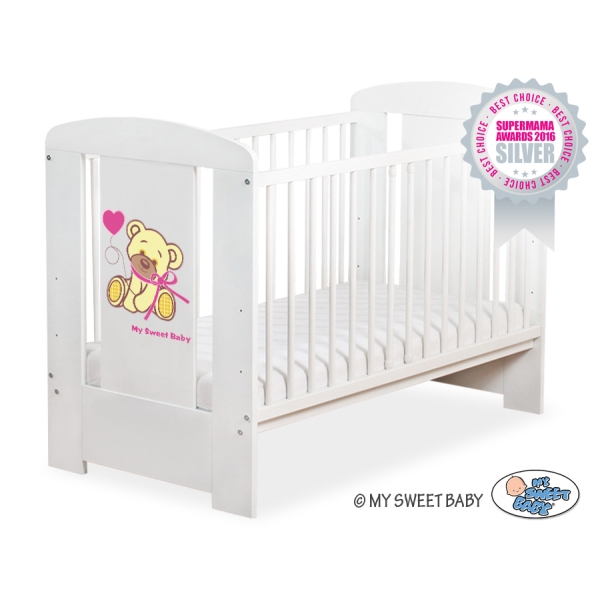 Lettino per Neonato 120x60cm Rosa Bianca Nastro
