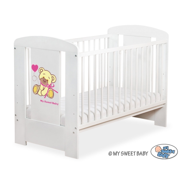 Lettino per Neonato 120x60cm Rosa Bianca Nastro