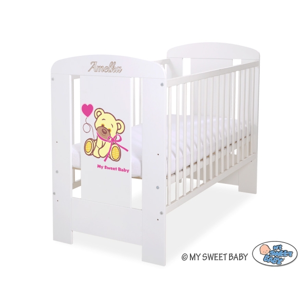 Lettino per Neonato 120x60cm Rosa Bianca Nastro