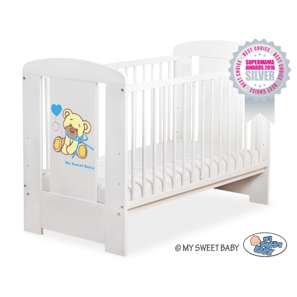 Letto Bebè 120x60cm Bianca Blu Nastro